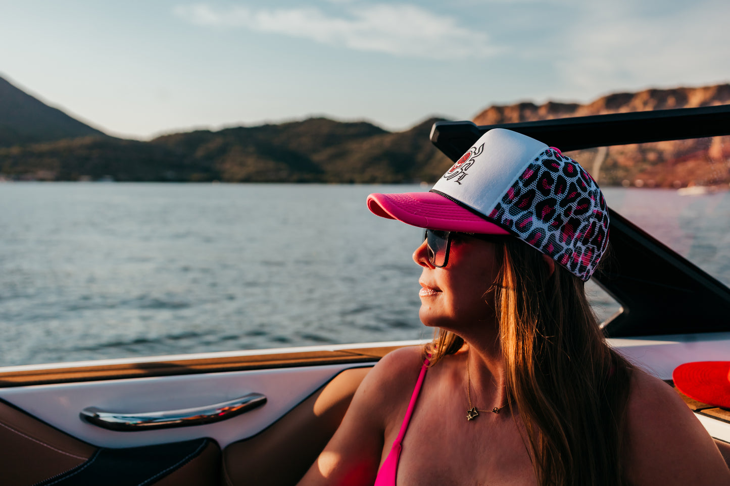 Pink Leopard Scarab Trucker Hat