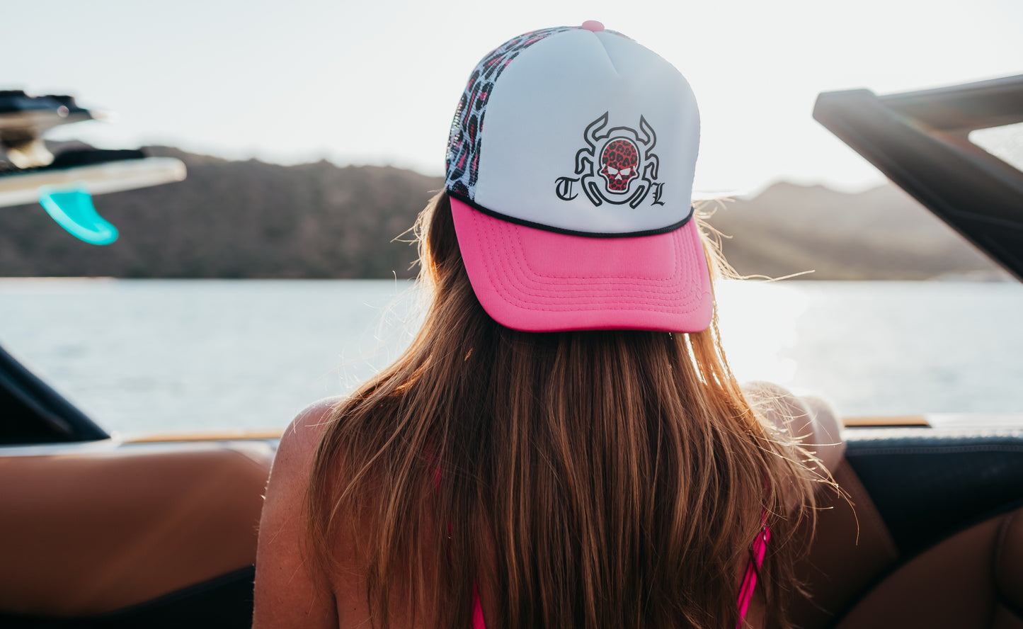 Pink Leopard Scarab Trucker Hat